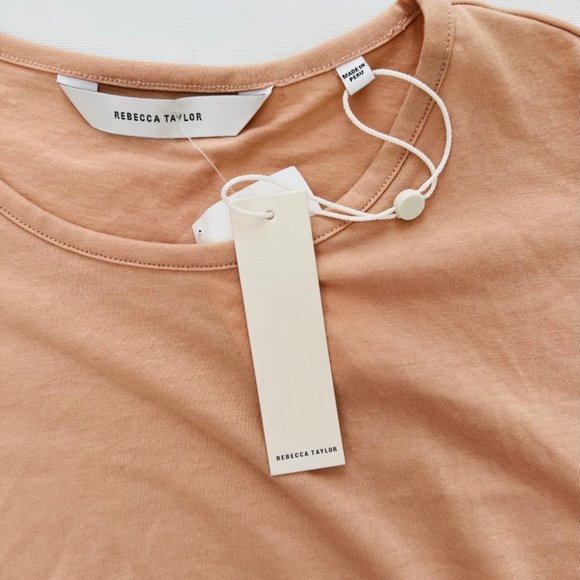 Rebecca Taylor Keyhole Sleeve Top Apricot - Picture 3 of 4